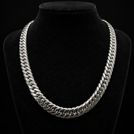 Cadena Cubana Plana Hecha a Mano Plata 925