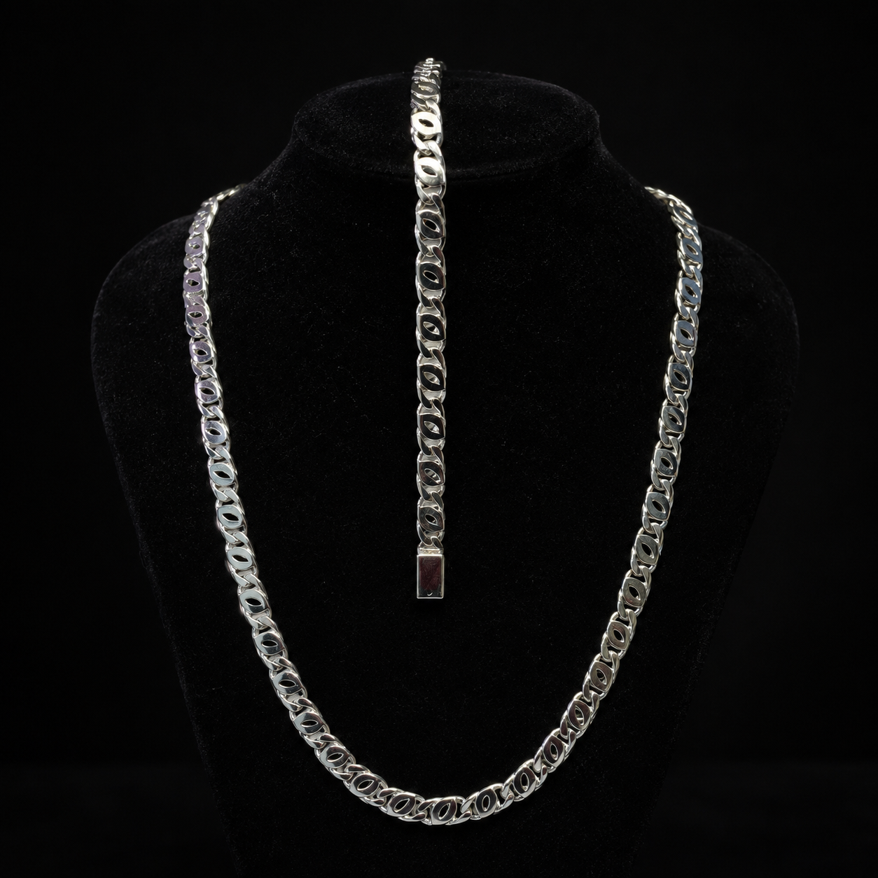 Set Ojo de Tigre Cadena+Esclava Hecho a Mano Plata 925