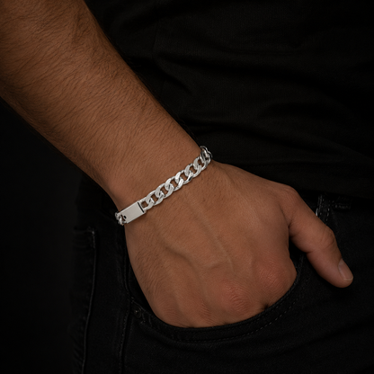 Esclava Cubana Diamantada Hecha a Mano Plata 925