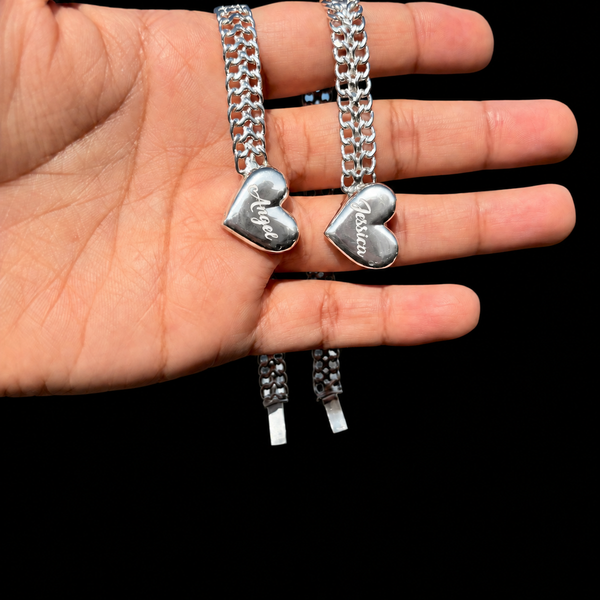 Two-Strand Petatillo Bracelet Heart Clasp 925 Sterling Silver