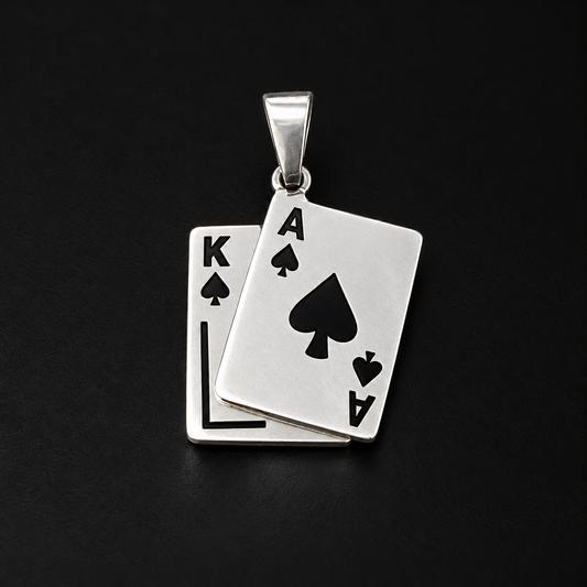 Dije Poker As y Rey de Espadas en Plata 925
