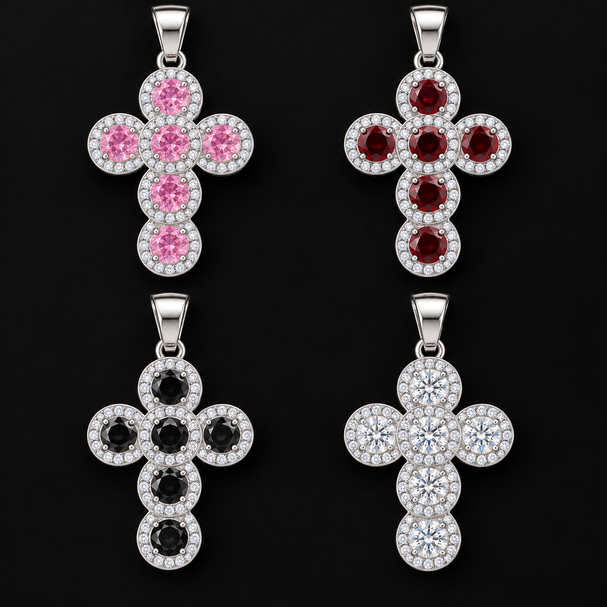 Dije Cruz de Piedras de Colores Plata 925