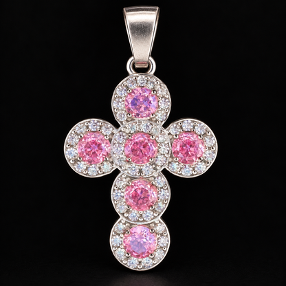 Dije Cruz de Piedras de Colores Plata 925