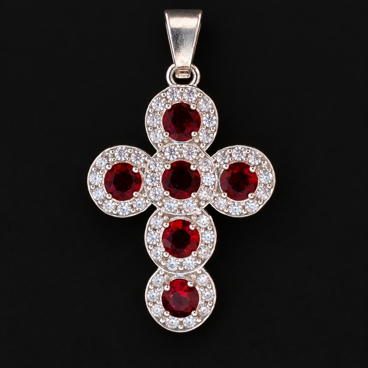 Dije Cruz de Piedras de Colores Plata 925