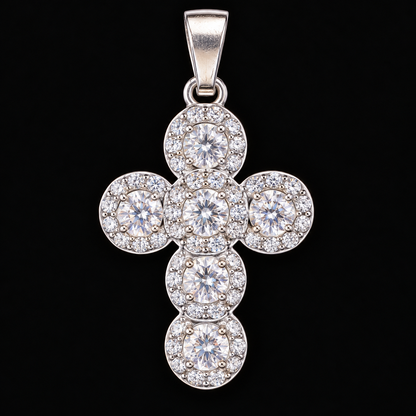 Dije Cruz de Piedras de Colores Plata 925
