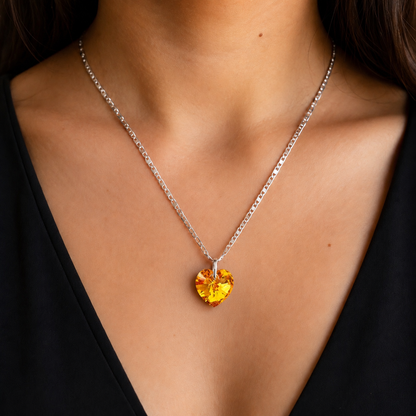 Amber Heart Silver 925 Set
