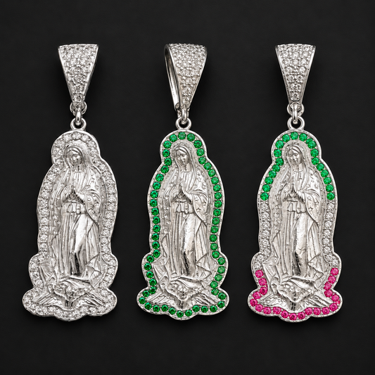 Virgin Guadalupe Pendant CZ Sterling Silver 925