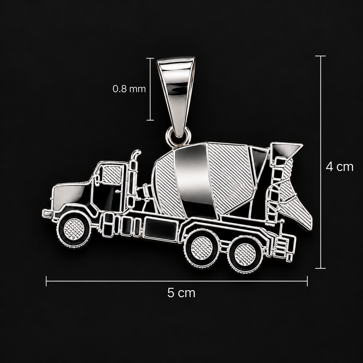 Dije de Camión Mixer Concreto Plata 925
