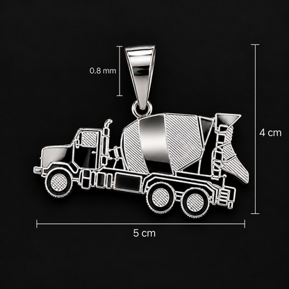 Dije de Camión Mixer Concreto Plata 925