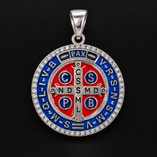 Dije San Benito Esmaltado CZ Plata 925
