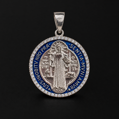 Dije San Benito Esmaltado CZ Plata 925