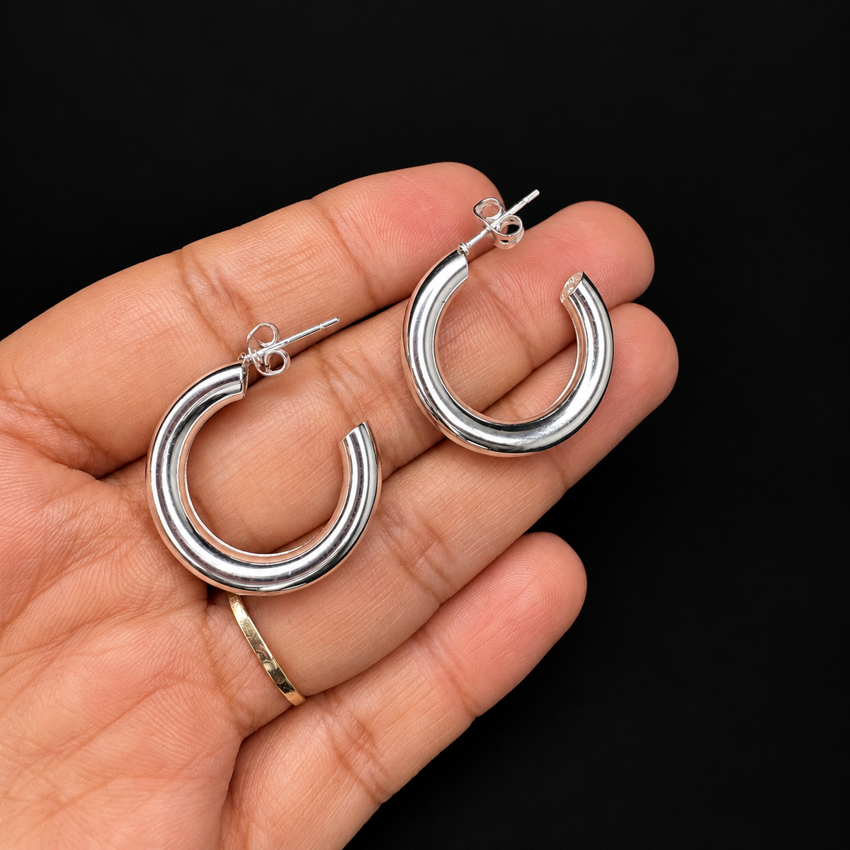 Tube Hoop Earrings 925 Sterling Silver