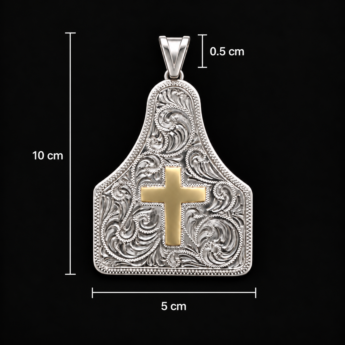 Dije Cruz Grabado Buril Plata 925