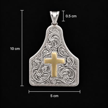 Dije Cruz Grabado Buril Plata 925