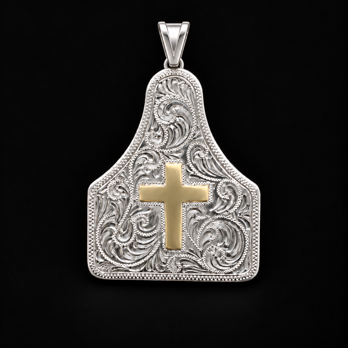 Dije Cruz Grabado Buril Plata 925