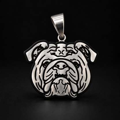 Dije Bulldog Resina Negro Plata 925