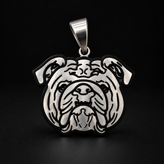 Dije Bulldog Resina Negro Plata 925