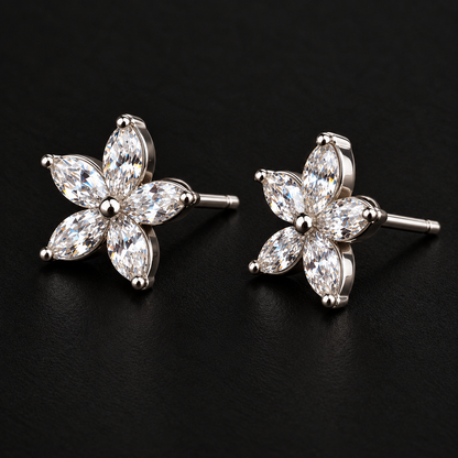Set de Flor Transparente Plata 925