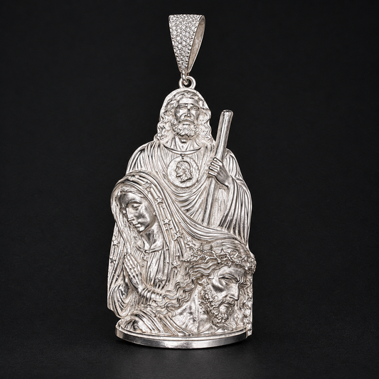 St. Jude, Virgin Mary, and Christ .925 Silver Pendant