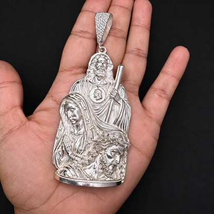 St. Jude, Virgin Mary, and Christ .925 Silver Pendant
