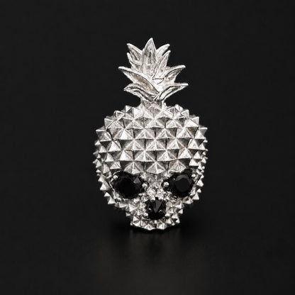 Anillo Piña Calavera Negro Plata 925