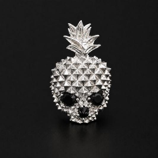 Anillo Piña Calavera Negro Plata 925