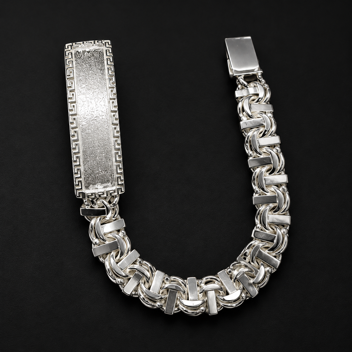 Esclava Tejido Chino Escalera Greco Plata 925