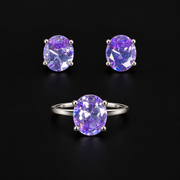 Set Oval Lila Plata 925