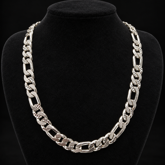 Handmade Diamond-Cut Figaro Chain 925 Silver