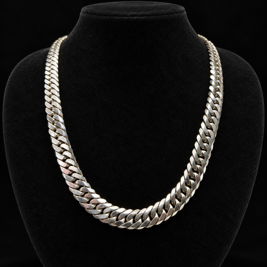 Handmade 925 Silver Flat Cuban Chain