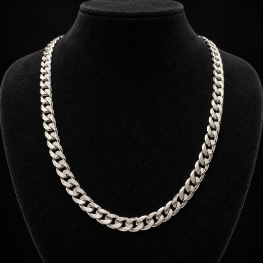 Handmade 925 Silver Diamond-Cut Cuban Chain