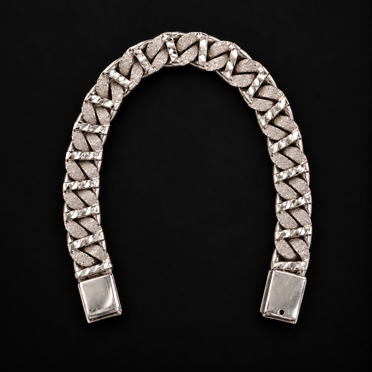 Esclava Cubana Escalera Diamantada Hecha a Mano Plata 925