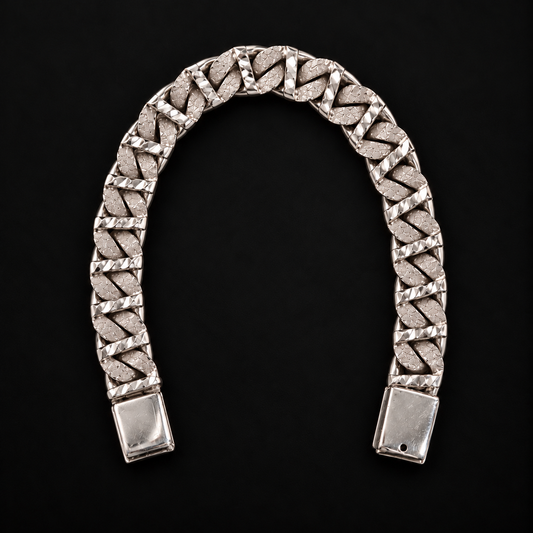 Esclava Cubana Escalera Diamantada Hecha a Mano Plata 925