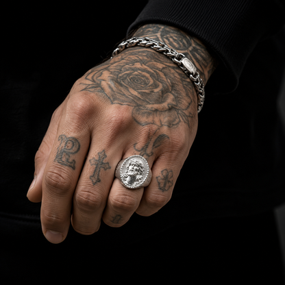 Anillo Cristo Óvalo Plata 925
