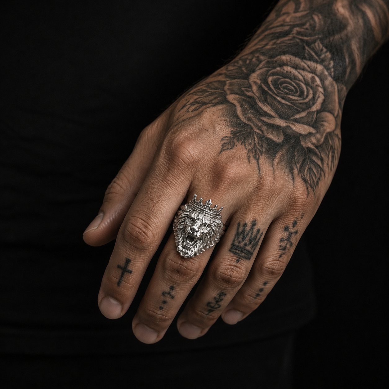 Anillo Leon Corona Plata 925