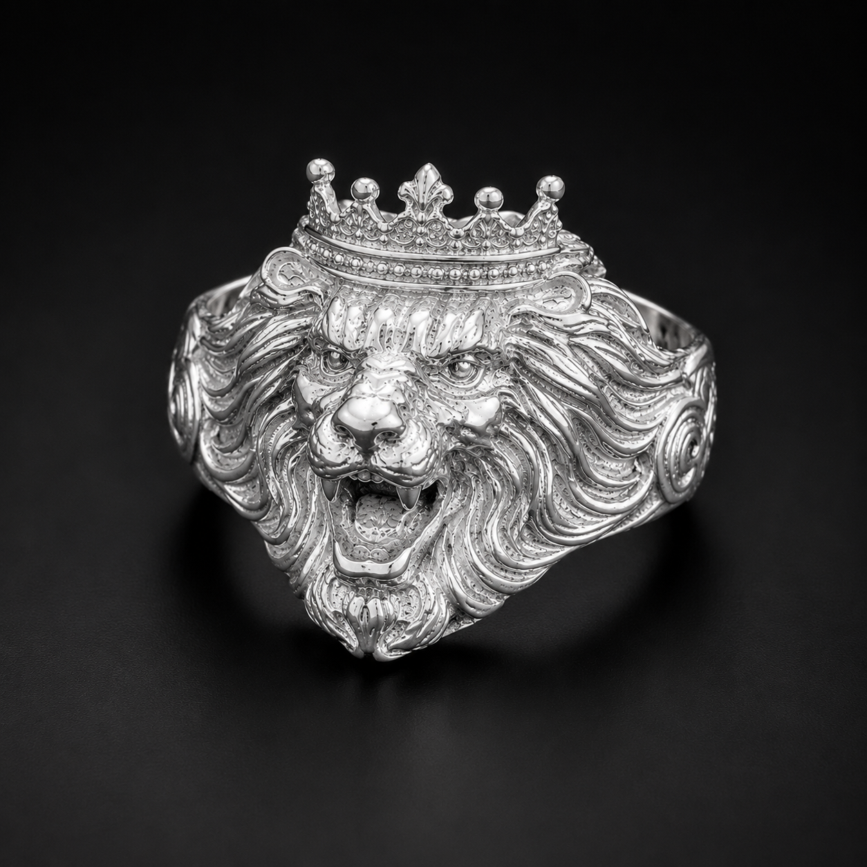 Anillo Leon Corona Plata 925