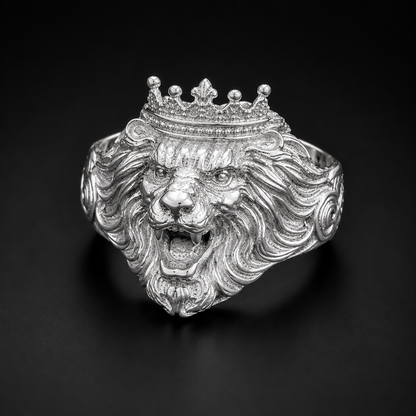 Anillo Leon Corona Plata 925