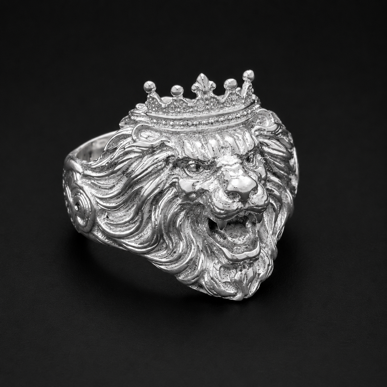 Anillo Leon Corona Plata 925