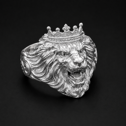Anillo Leon Corona Plata 925