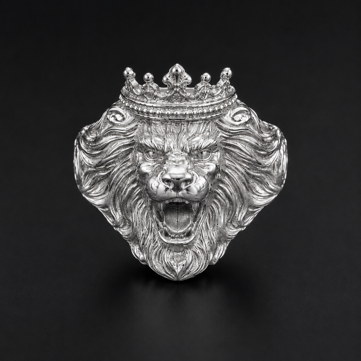 Anillo Leon Corona Plata 925