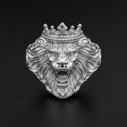 Anillo Leon Corona Plata 925