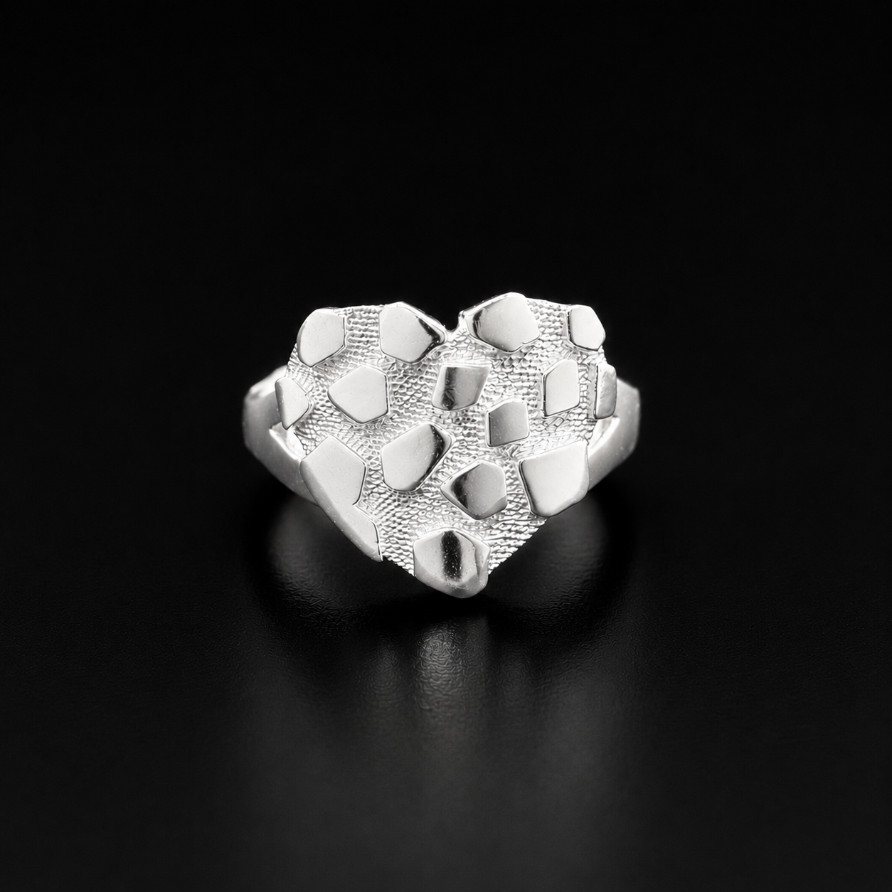 Anillo Nugget Corazón Plata 925