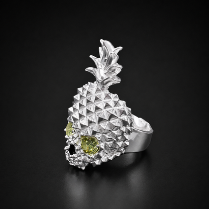 Anillo Piña Calavera Amarilla Plata 925 Plata 925 mexicana - MEXA Jewelry
