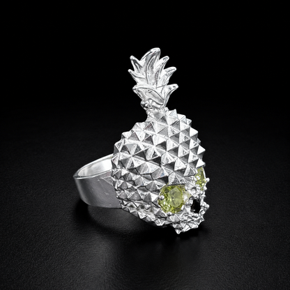 Anillo Piña Calavera Amarilla Plata 925 Plata 925 mexicana - MEXA Jewelry