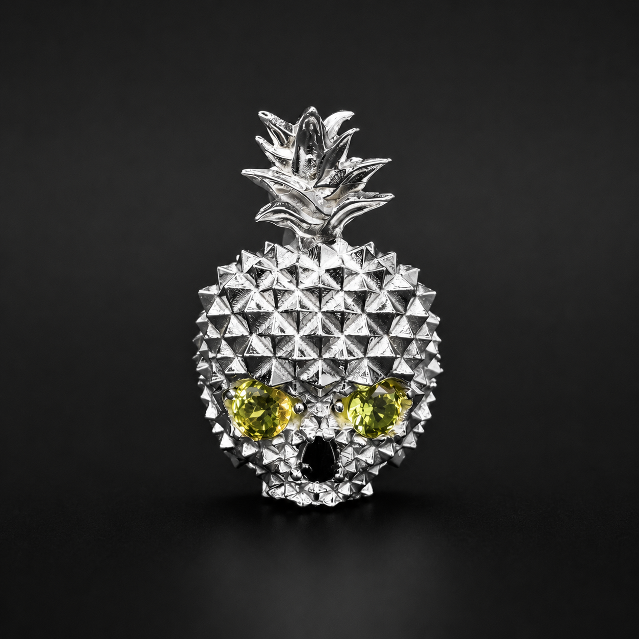 Anillo Piña Calavera Amarilla Plata 925 Plata 925 mexicana - MEXA Jewelry