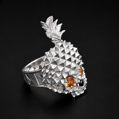 Orange Skull Pineapple Ring 925 Silver
