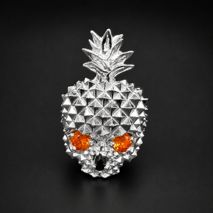 Orange Skull Pineapple Ring 925 Silver