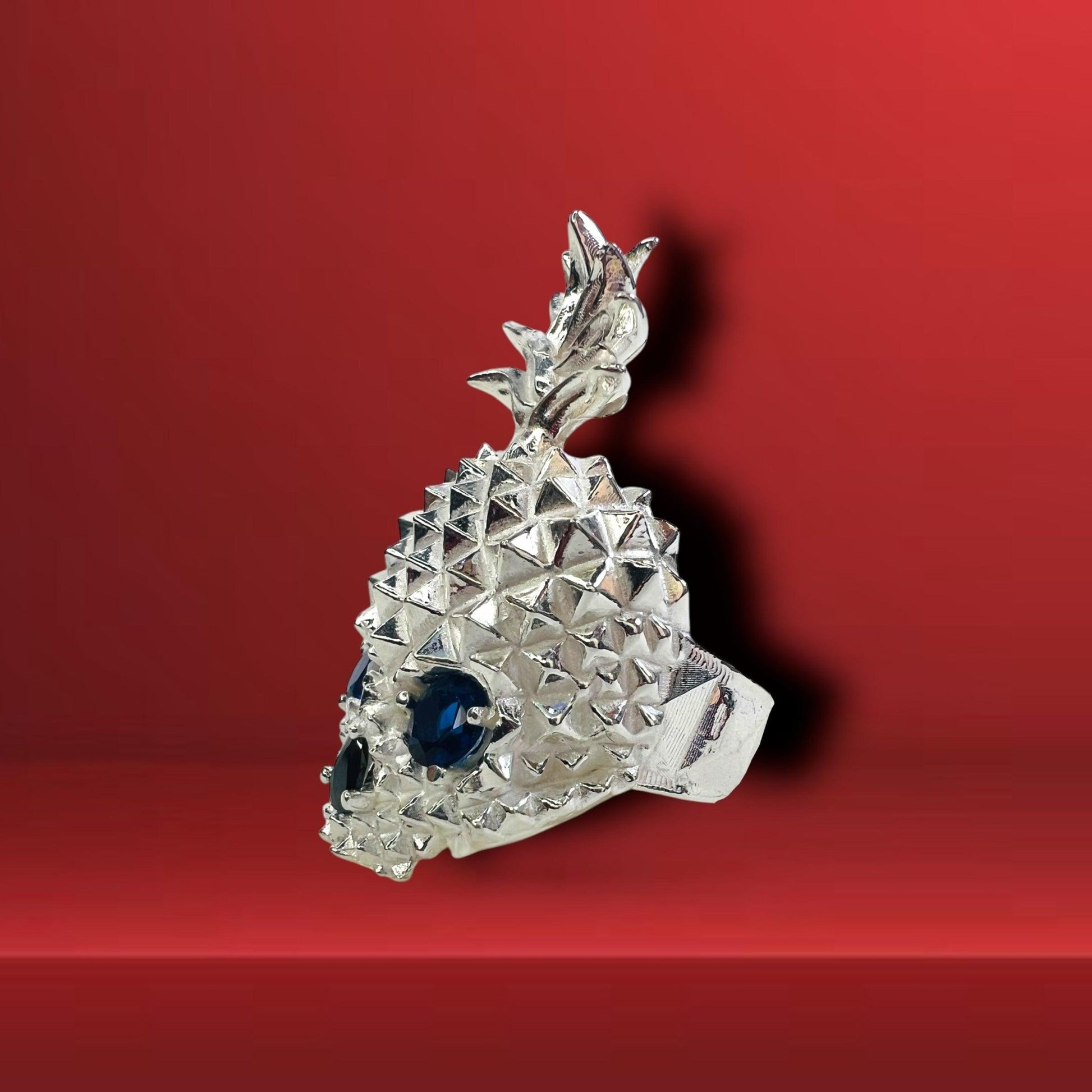 Anillo Piña Calavera Azul-ANILLOS CABALLERO-MEXA JEWELRY-[PLATA925]-[Platamexicana]-[Joyeriamexicana]-MEXA JEWELRY