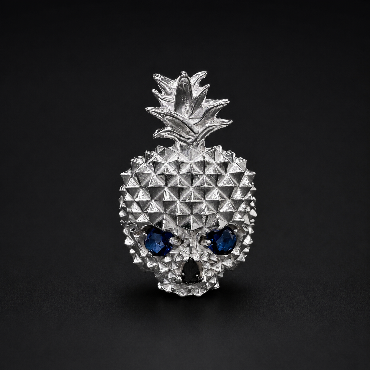 Pinneapple Blue Skull Ring 925 Sterling Silver