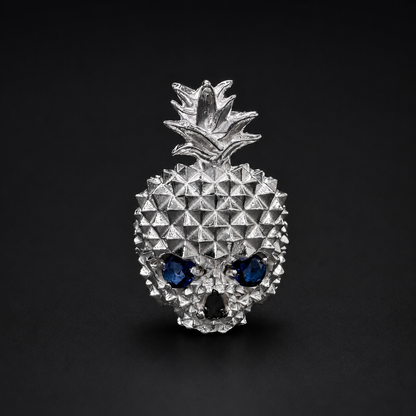 Pinneapple Blue Skull Ring 925 Sterling Silver